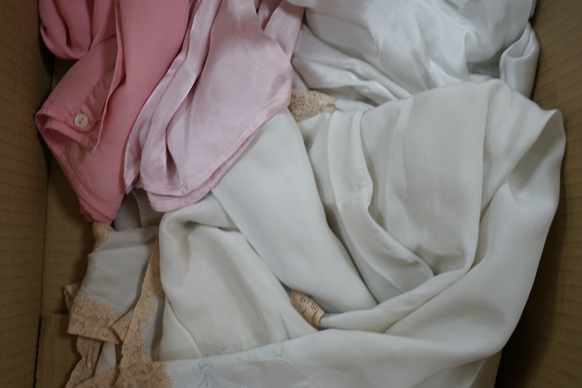 Three silk and satin nightgowns and three cami knickers